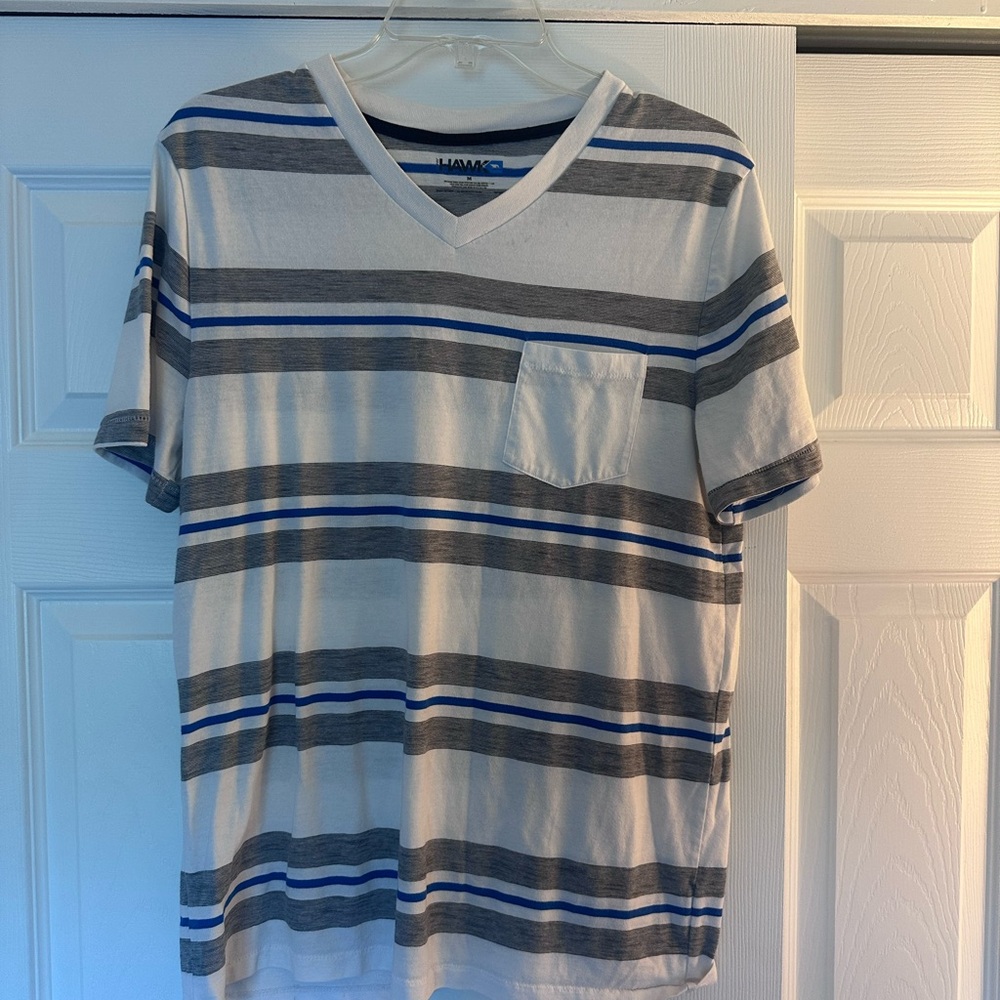 Tony Hawk Striped White V-Neck T-Shirt